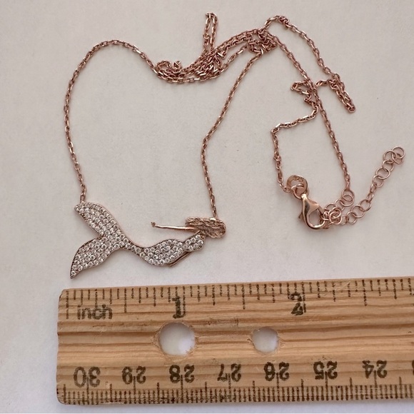🧜‍♀️Mermaid necklace 925 silver cz 14k rose gold plated - Picture 2 of 6